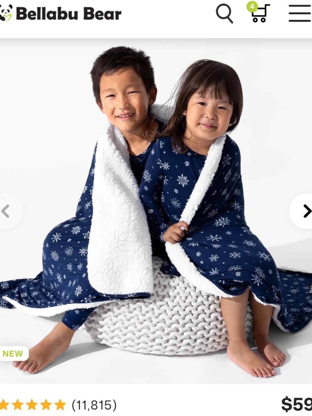 Bellabu bear Snowflake Bamboo Sherpa Blanket